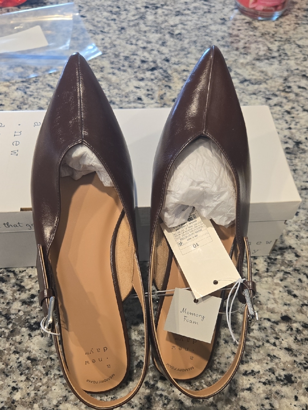 a new day Chocolate Brown Pointed Slingback Flats
